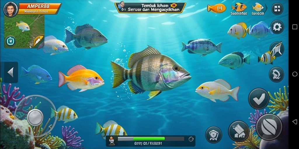 Tampilan menarik dari gameplay Tembak Ikan di AMPER88.