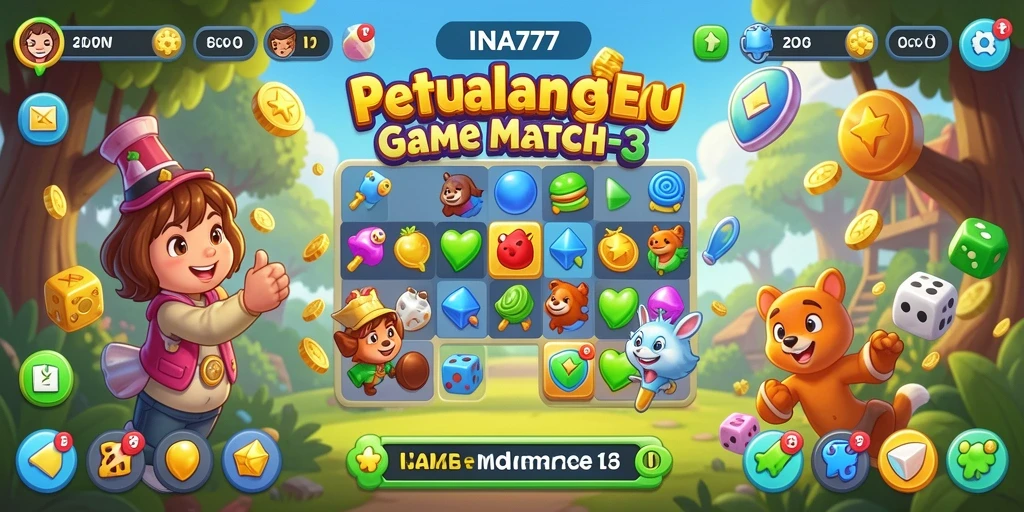 Screenshot menampilkan gameplay menarik dari INA777 dengan level Match-3.