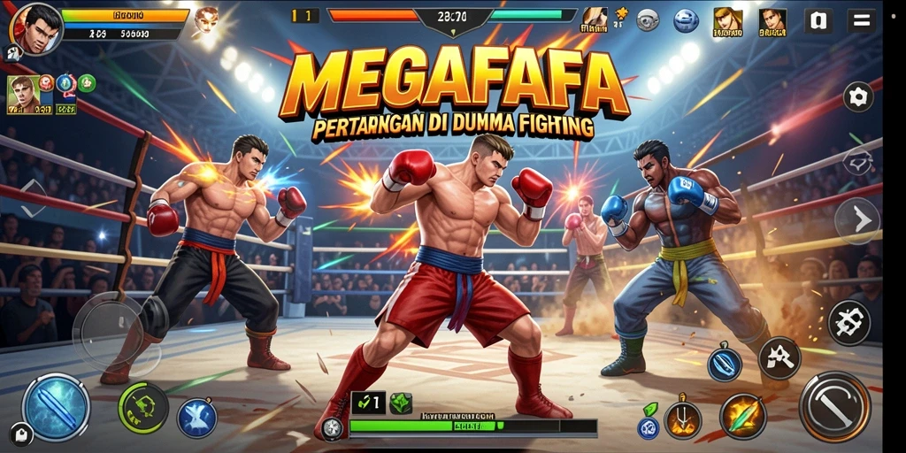 Gameplay seru di MEGAFAFA dengan pertarungan mendebarkan.