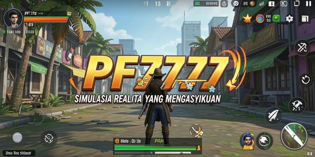 Screenshot utama gameplay PF777 yang menampilkan interaksi dan eksplorasi dunia simulasi.